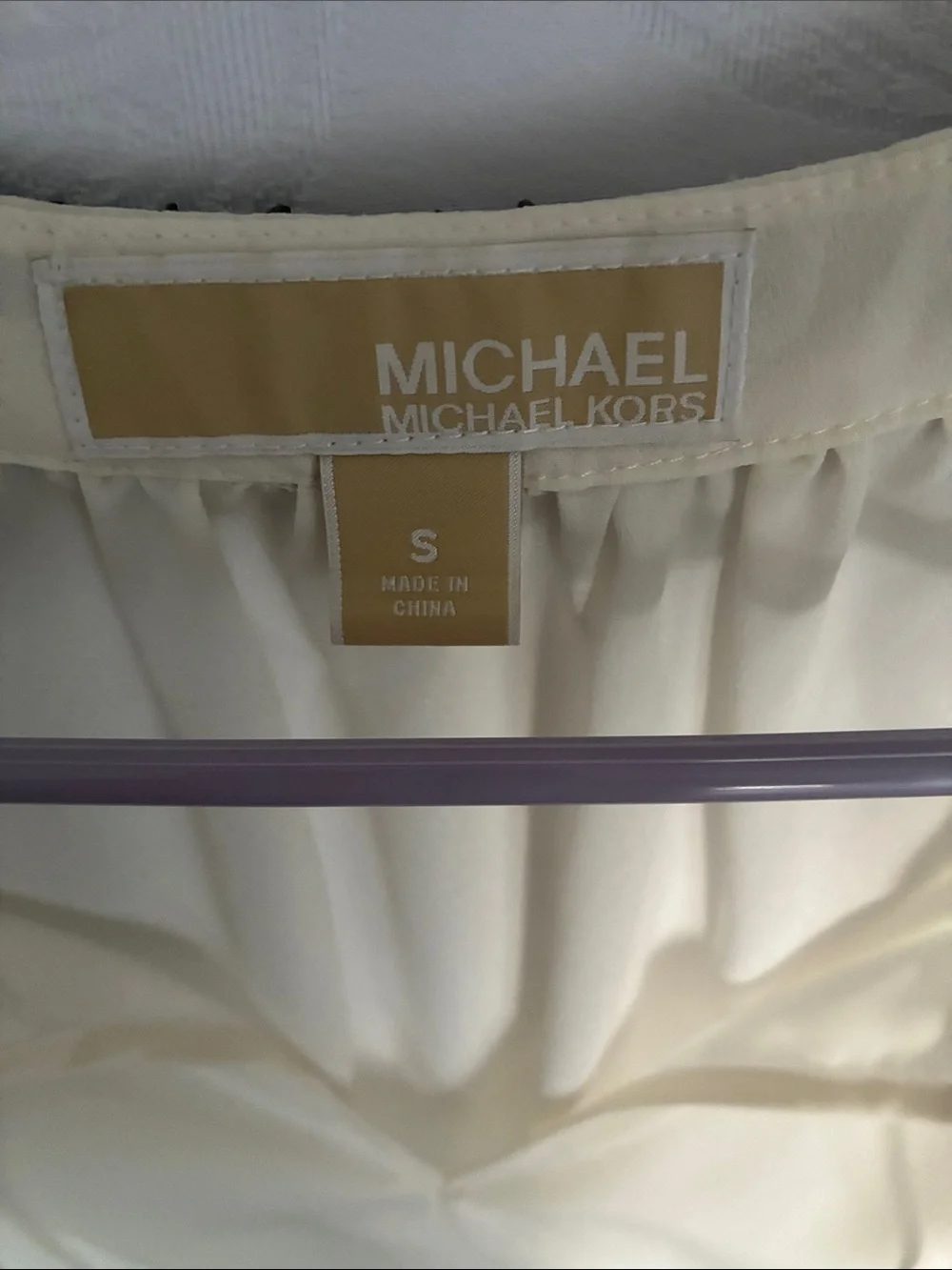 Michael Kors Cream Beaded-Collar Long Sleeve Blouse